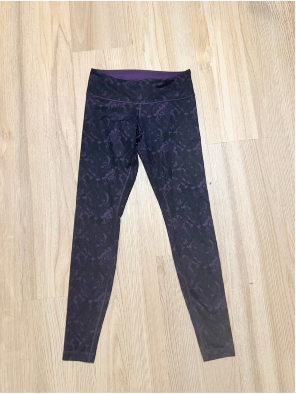 lululemon athletica Black Leggings with Subtle Purple Print - Picture 2 of 8